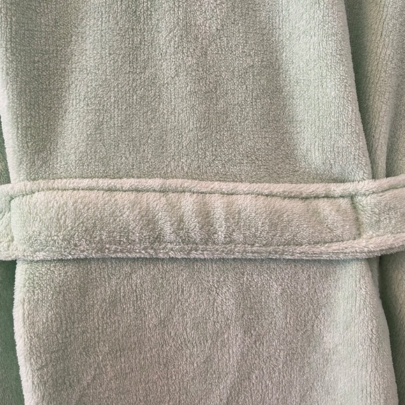 Jasmine & Ginger Plush Hooded Robe. Tie Waist, Sz M. Mint green - Picture 5 of 6